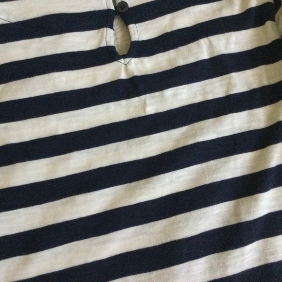Banana Republic Sequin Collar Striped Tee Navy Blue White - Size Medium - Picture 10 of 13